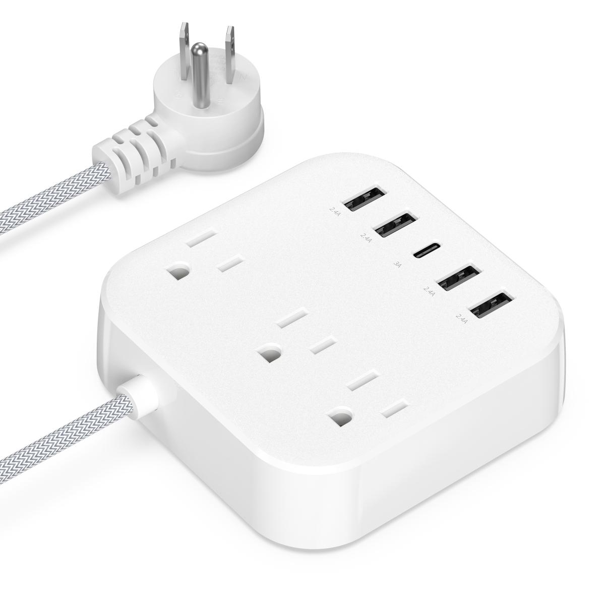 NEW! Table-Top 3-Outlet Charging Station with 5 USB Ports